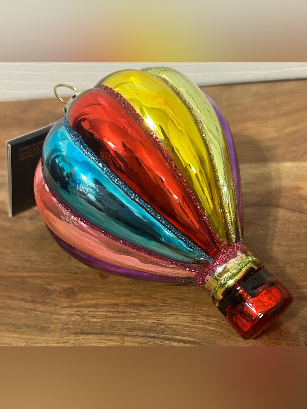 Robert Stanley Blown Glass Christmas Ornament Hot Air Balloon 3.5”X5” NEW